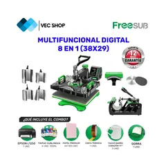 GENERICO - Maquina de Sublimación Multifuncional Digital 8en1 Sublimadora + Combo