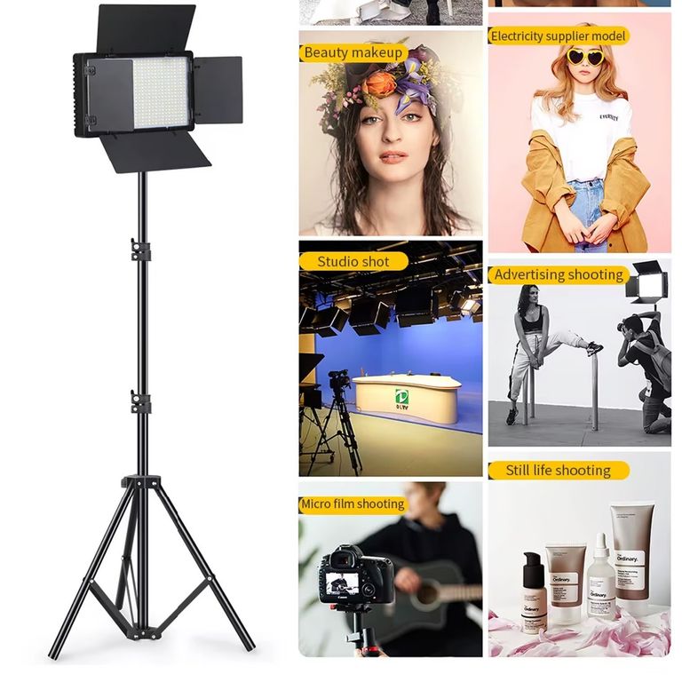 Kit Panel LED RL-1200 con Barndoors + Trípode 210 cm