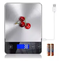 JPSYSTEMS - Balanza gramera acero inoxidable 10KG boton táctil bateria pilas KF-72