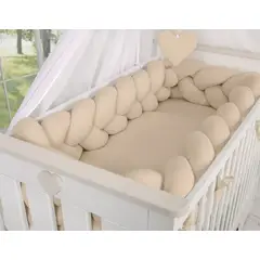 GENERICO - Protector de cuna trenzado 3 metros tercipelo Beige
