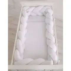 GENERICO - Protector de cuna trenzado 3 metros tercipelo Blanco