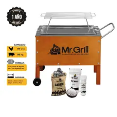 MR GRILL - Caja China Mediana Jr Mixta + Varillas + Carbón + Kit de sal de Maras