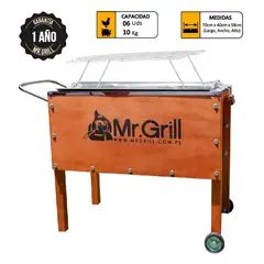 MR GRILL - Caja China Mediana Premium Nogal Mixta con Parrillas de Varillas