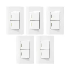 KLISMAN - Interruptor doble PC blanco Pack x 5