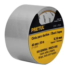 PRETUL - Cinta Ducte Tape 10 Mts Espesor 0.16 mm