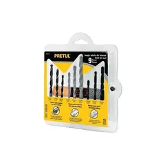 PRETUL - Set de Juego de 9 Brocas Metal, Concreto y Madera