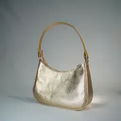 LIZARASO - CARTERA MEDIA LUNA METÁLICA DE CUERO PARA MUJER CUEROS