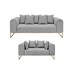 BARAKA HOME - Juego de sala 3 2 Luxury Dolneni - Gris claro