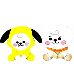 GENERICO - Pack 2 peluches Baby BTS BT21 Chimmy RJ
