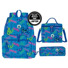 DISNEY - Pack Escolar Mochila Oficio Premium Stitch Azul
