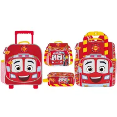 DISNEY - Pack 4 Maleta Mochila Nido Premium Firebuds Rojo