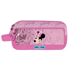 DISNEY - Cartuchera Escolar Minnie Mouse Rosada Brillante