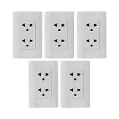 KLISMAN - Tomacorriente doble PC blanco Pack x 5