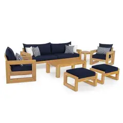 MOBILIARI - MP SALA TERRAZA ELY ORIGINAL 3-1-1 + 2 BANCAS + MESITA DE CENTRO (AZUL)