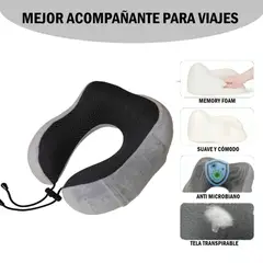 GENERICO - Almohada cojín de viaje para cuello - Gris claro