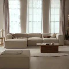 GENERICO - Sofá Esquinero Izquierdo Monarch Lino - Beige