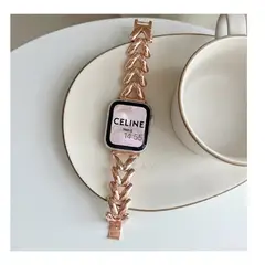GENERICO - CORREA ACERO TRENZADA PARA WATCH 44-45-46 y 49 mm ORO ROSA