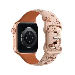 GENERICO - CORREA FLORES 2D PARA WATCH 44-45-46 y 49 mm PALO ROSA