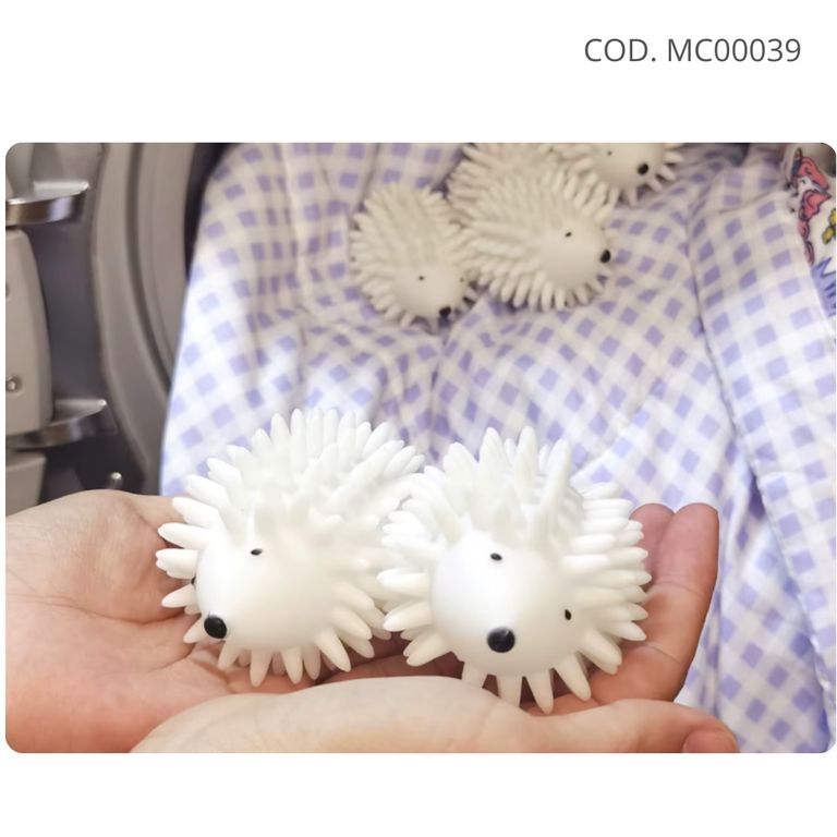 Bola de Silicona Lavandería Erizo Blanco Pack 2und