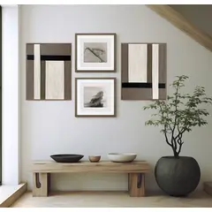 TEJICORP - Cuadro Desert Nórdico lienzo trenzado con hilos de algodón