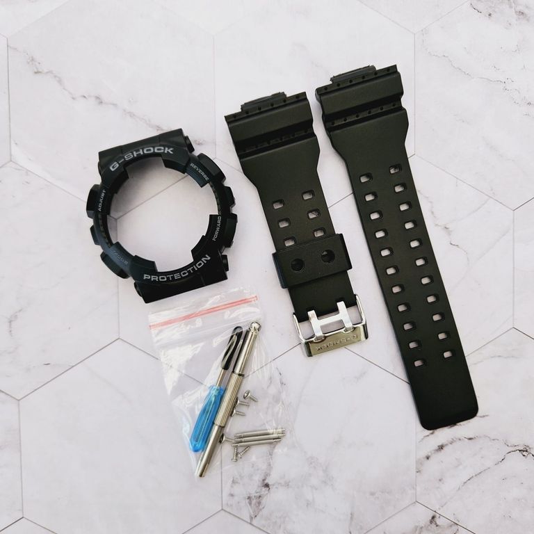 Correa Repuesto + Bisel para CASIO G-SHOCK GA100 - 110 - 120 - NegroGr