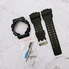 GENERICO - Correa Repuesto + Bisel para CASIO G-SHOCK GA100 - 110 - 120 - NegroGr