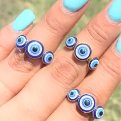 GENERICO - Anillo de acero inoxidable para mujer Ojos turco -talla 18