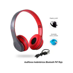 GENERICO - Audífonos Inalámbricos P47 con Bluetooth 5.0 Rojo