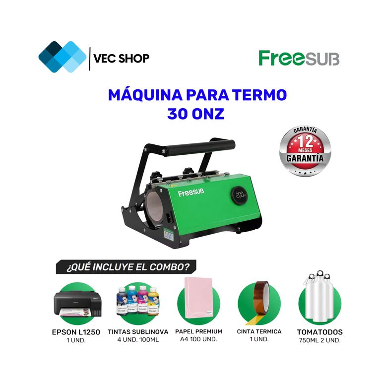 Maquina de Sublimación para Termo 30 oz Sublimadora Freesub + Combo