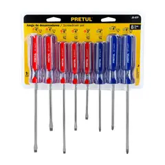 PRETUL - Juego de 8 Desarmadores Mango de PVC