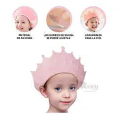 OEM - GORRO BAÑO DUCHA BEBE- NIÑOS PROTECCIÓN DE OJOS ROSADO