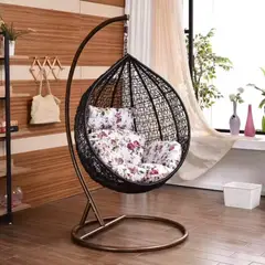 GENERICO - SILLA COLGANTE RATÁN SILLÓN HAMACA TERRAZA METAL ACERO SOPORTE COLOR ORO QUEMADO