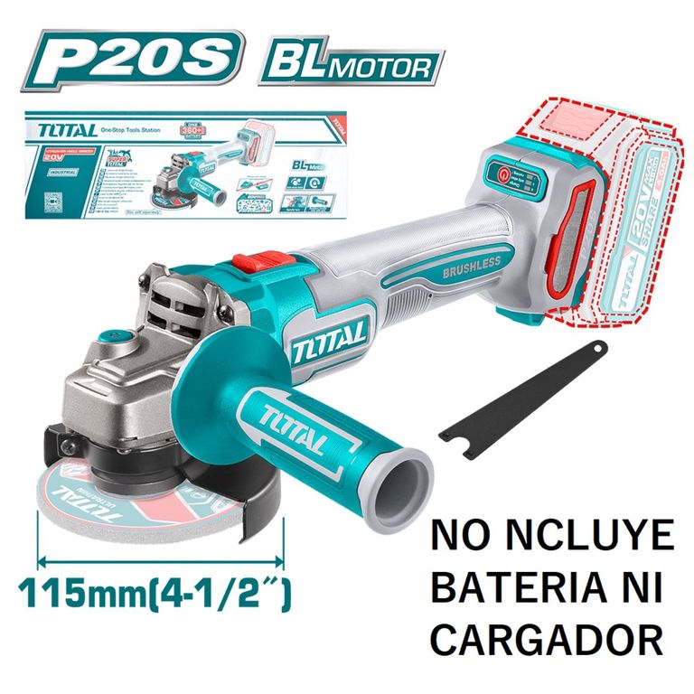 Amoladora Angular 4½ Pulgadas Inalámbrica A Batería 20v - Sin Carbones