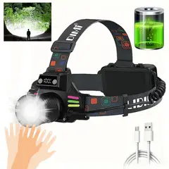 LIDIMI - Linterna de Cabeza Potente con Zoom Ajustable e IPX4 Impermeable