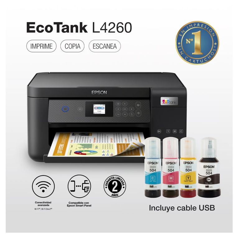 Impresora Multifuncional L4260 Wifi - Pantalla LCD Negro 2024
