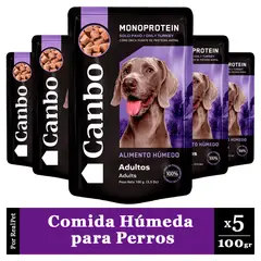 CANBO - Pack x5 Comida Húmeda Perro Adulto Pavo 100gr