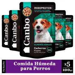 CANBO - Pack x5 Comida Húmeda Perro Cachorro Pavo 100gr