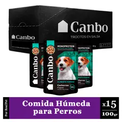 CANBO - Pack Caja x15 Comida Húmeda Perro Cachorro Pavo 100gr