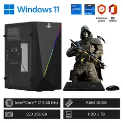 INTEL - COMPUTADORA PC Gamer Core i7 - 16GB RAM SSD 256GB + HDD 1TB Alto Rendimiento y Capacidad