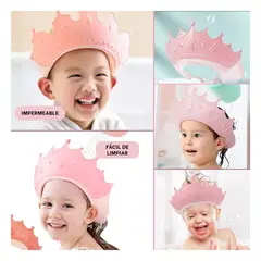 OEM - GORRO BAÑO DUCHA BEBE- NIÑOS PROTECCIÓN DE OJOS... ROSADO