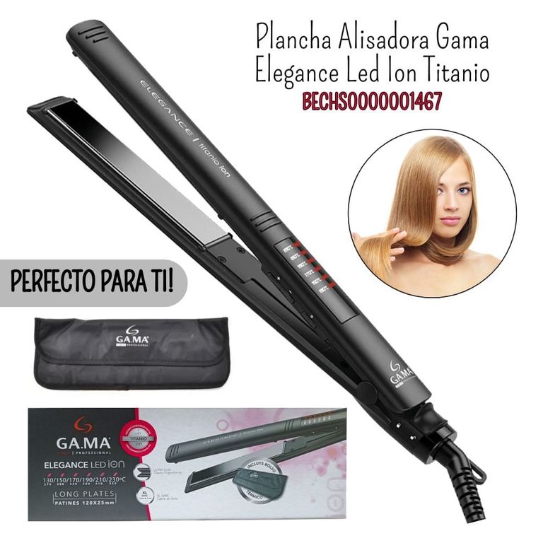 Plancha de cabello Elegance Led Ion Titanio + Bolso