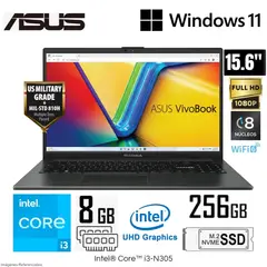 ASUS - Laptop Vivobook E1504GA-NJ191 Intel Core i3-N305 8GB RAM 256GB SSD 15,6 FHD Mixed Black