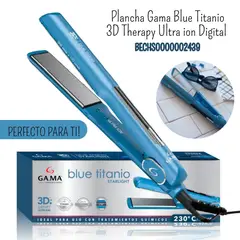 GAMA - Plancha Alisadora Blue Titanio Stralight 3D therapy Ultra terapy ION-DIGITAL