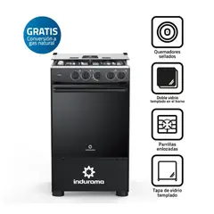 INDURAMA - Cocina a Gas 4 hornillas Negro Goya