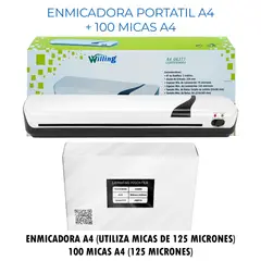 GENERICO - Enmicadora Laminadora Portatil A4 + 100 Micas A4