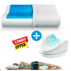 GENERICO - Almohada Ortopedica con Gel más Almohada para Rodillas - Combo