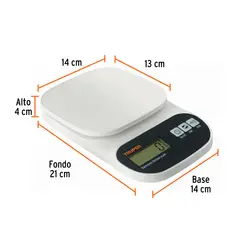 TRUPER - Balanza / Báscula digital para cocina, plato de ABS, 5 kg,