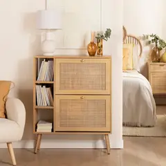 R&R MUEBLES - Zapatera Moderna con Estantes Iván Marrón Claro