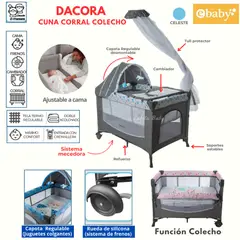 EBABY - Cuna Colecho Mecedora Dacora Celeste