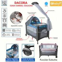 EBABY - Cuna Corral Colecho con mecedora Dacora Azul